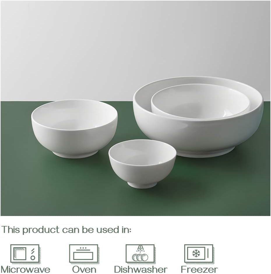 DOWAN Serving Bowls  Mixing Bowl Set  70/30/20/8 Ounces Mixing Bowls for Kitchen  Soft White Serving Set  Serving Bowls Set of 4  Ceramic Bowl Sets for Eating Different Sizes